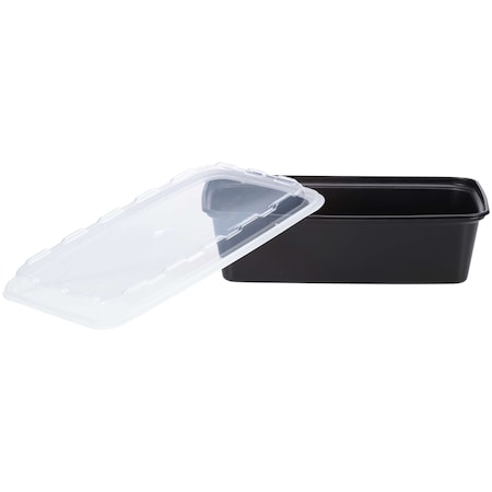 Cubeware Cubeware 38 oz. Rectangular Container Black Base With Clear Lid, PK150 CR-937B